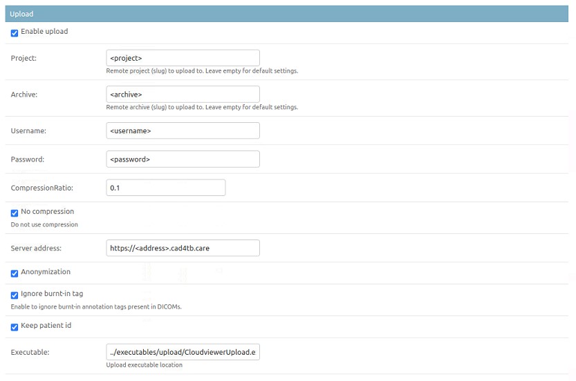 Upload settings