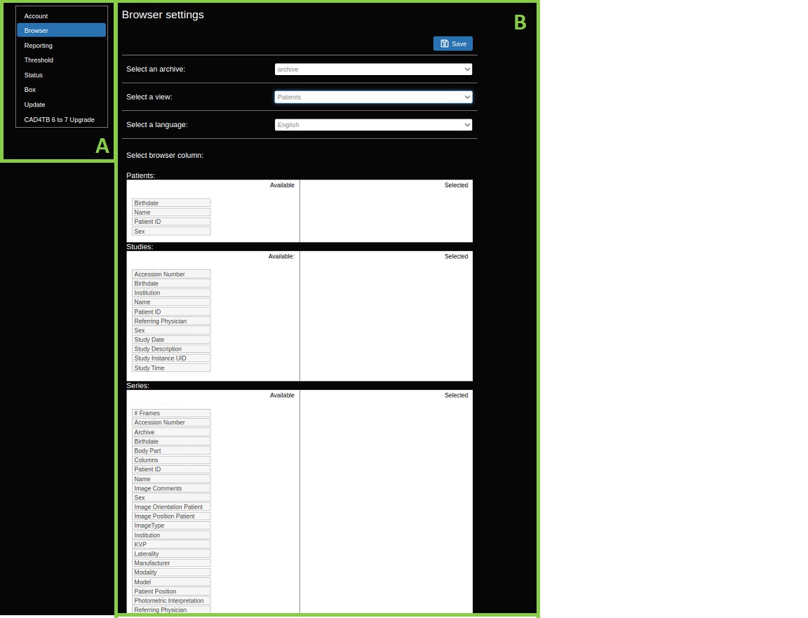 Settings page